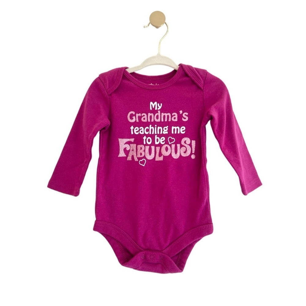 ⚡️4/$20⚡️ Garanimals Fuchsia Long Sleeve Bodysuit Baby Girl Size 12 MTH